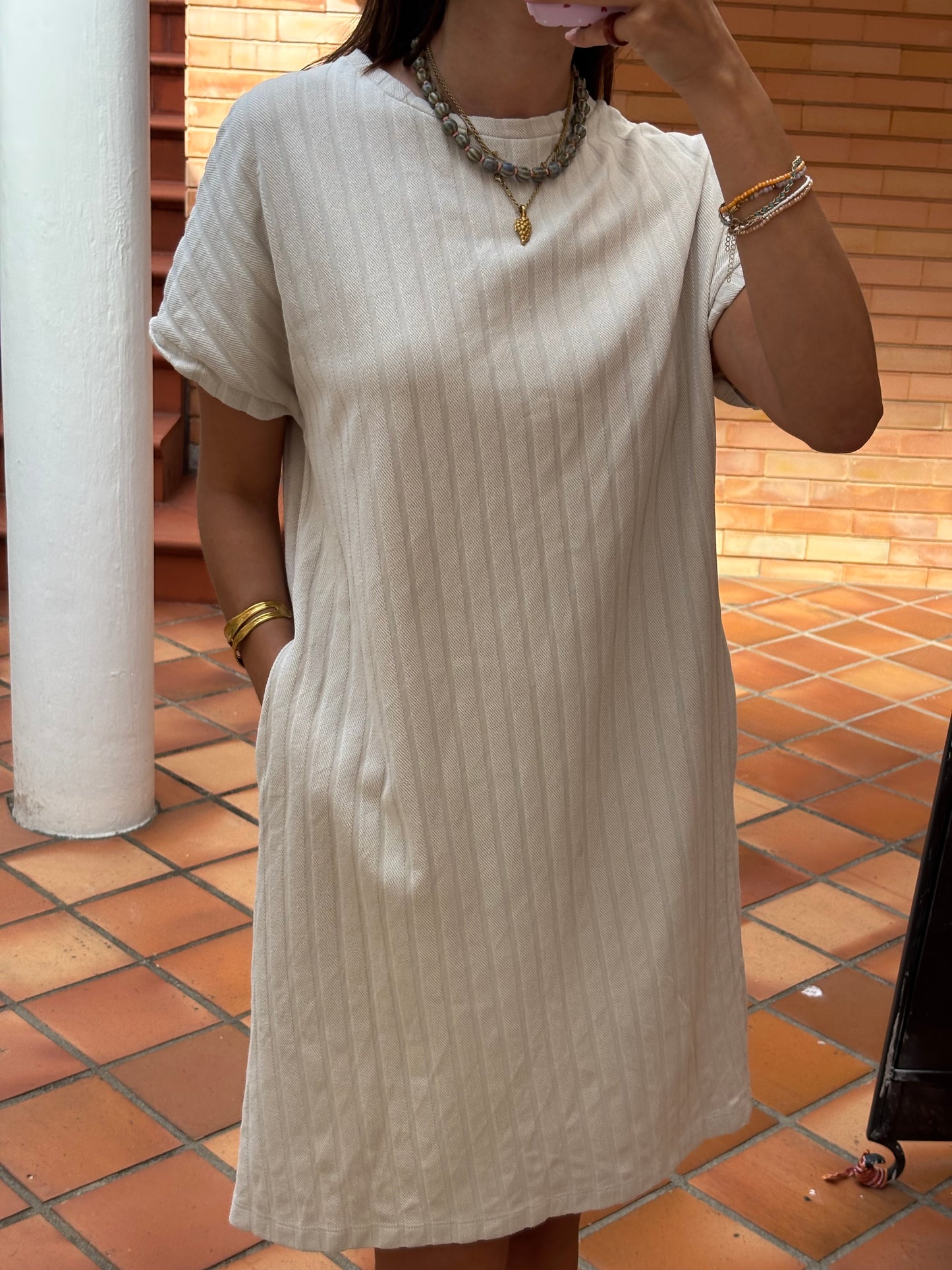 Vestido Creme Algodão