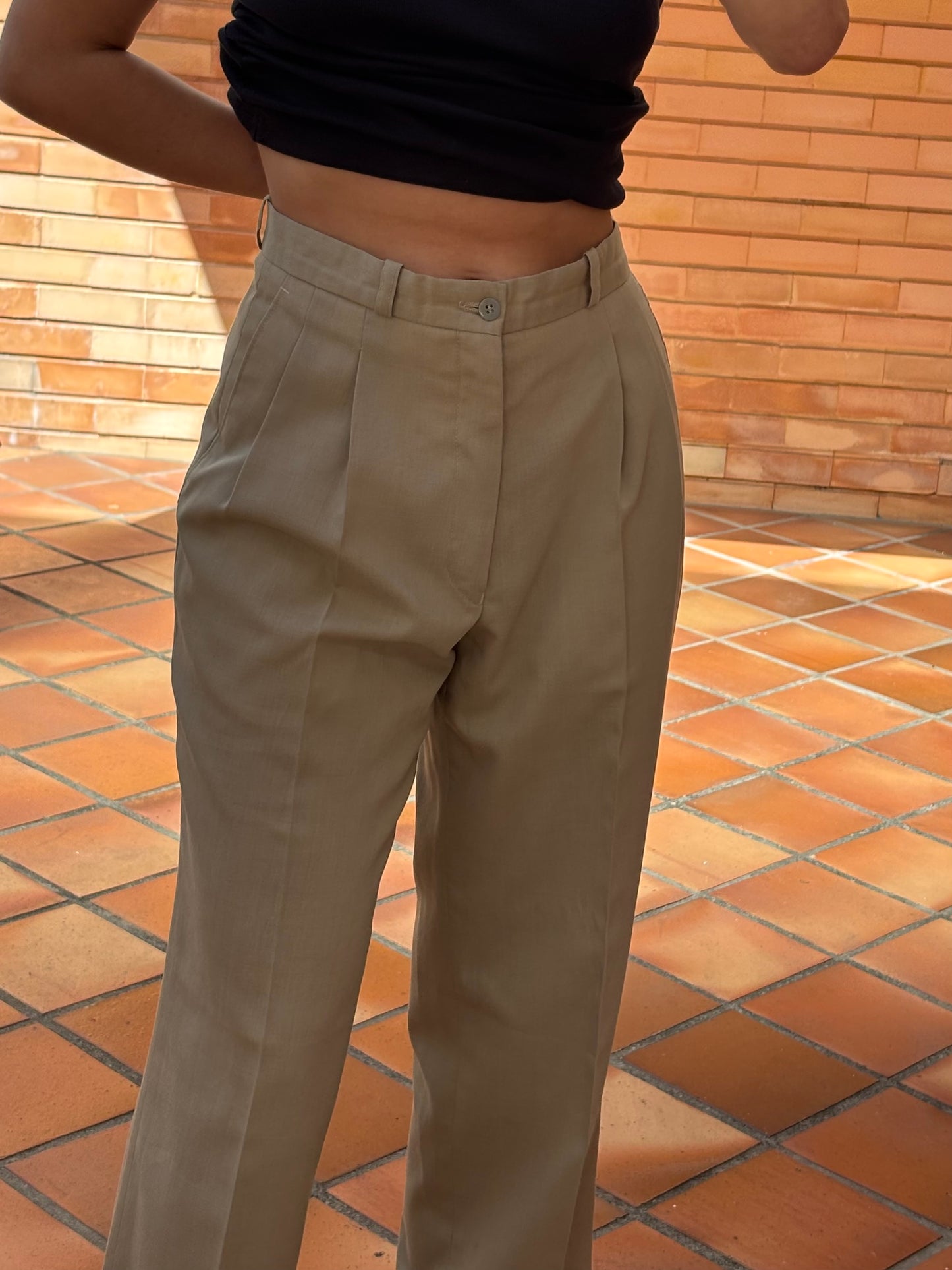 Calças de Pinças Bege