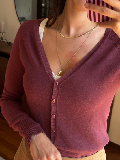 Cardigan Bordô Com Botões
