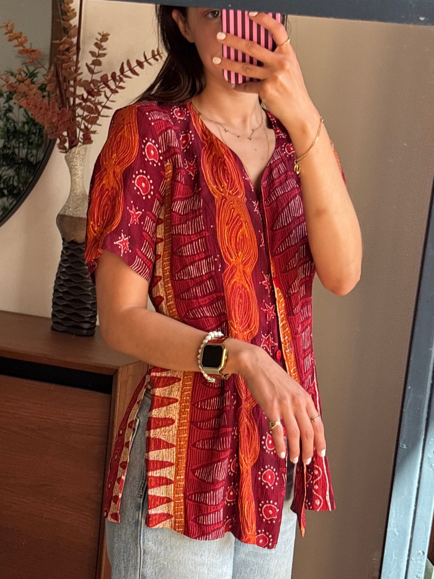 Camisa Vintage Tribal Vermelha