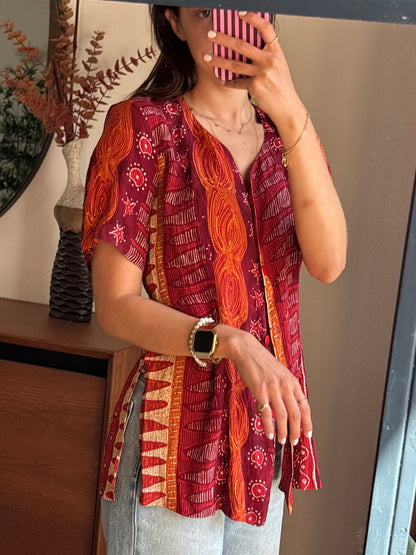Camisa Vintage Tribal Vermelha