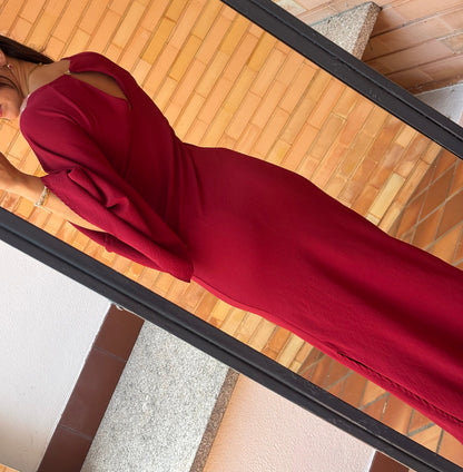 Vestido Bordô Manga Ampla