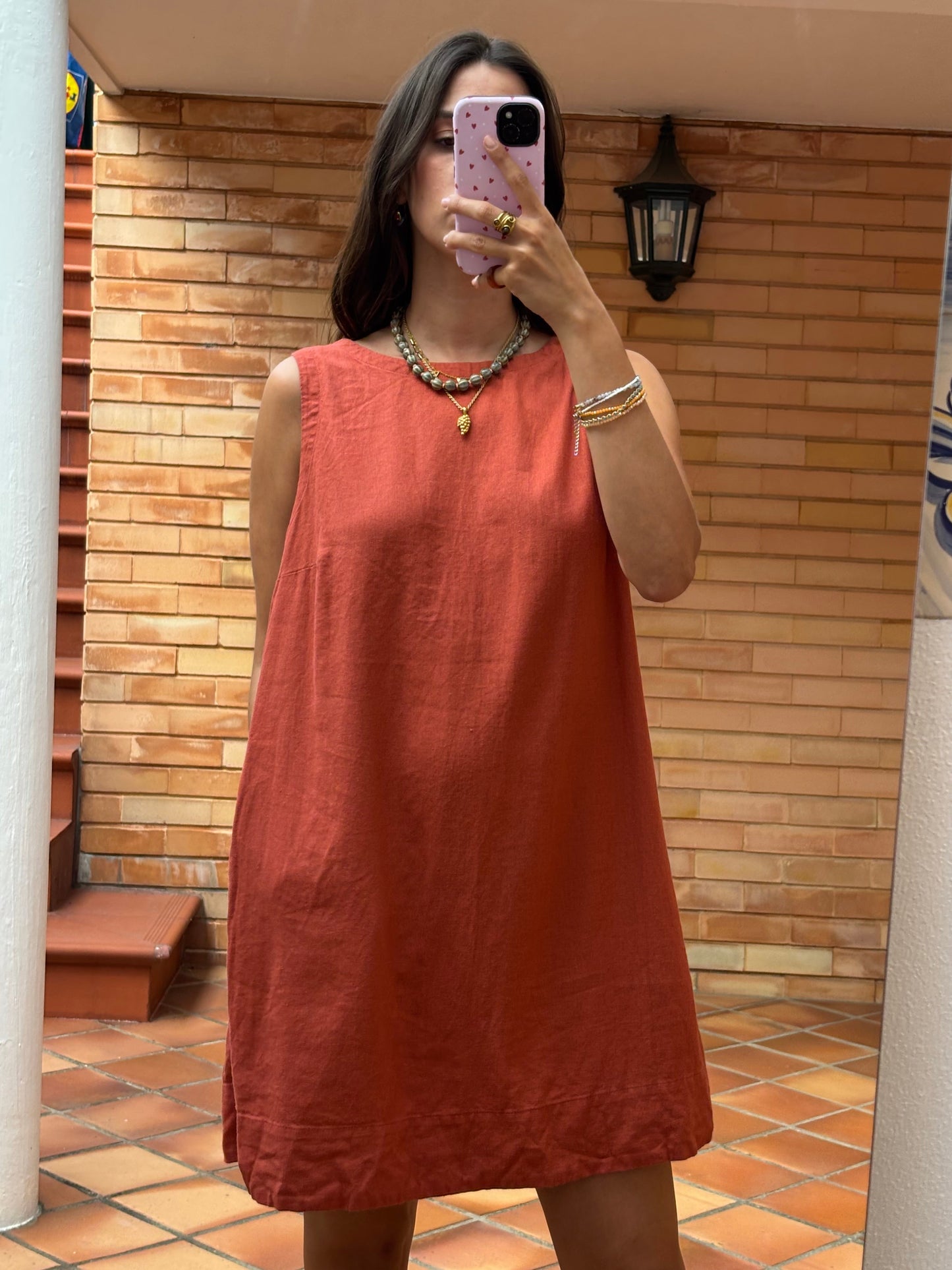 Vestido Terracota Linho