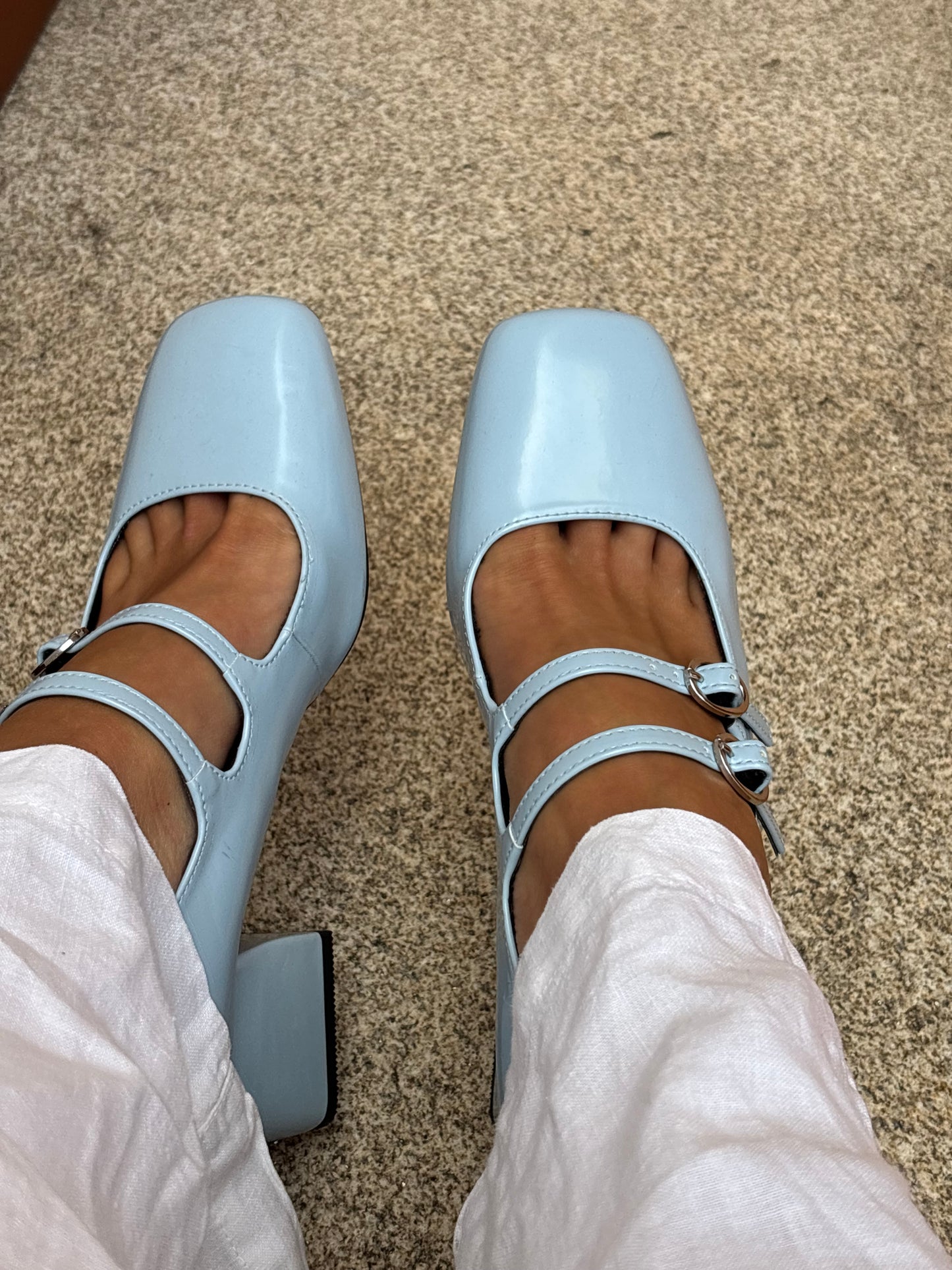 Sapatos Mary Jane Azul Bebé Duas Tiras