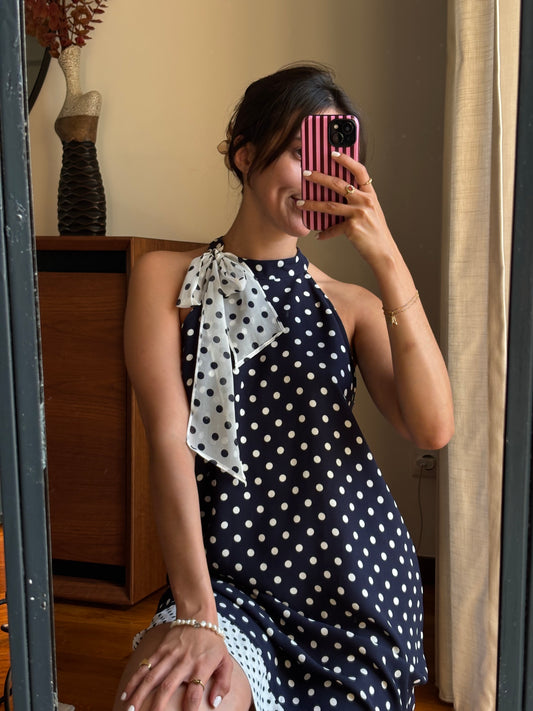 Vestido Polka Dot Navy