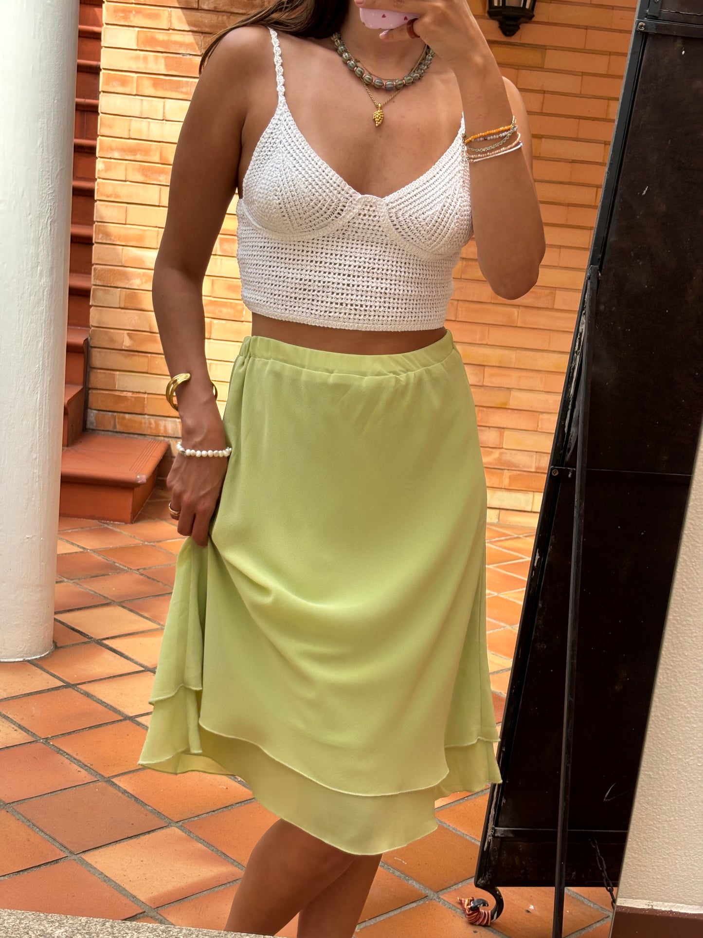 Saia Verde-Lima Acetinada