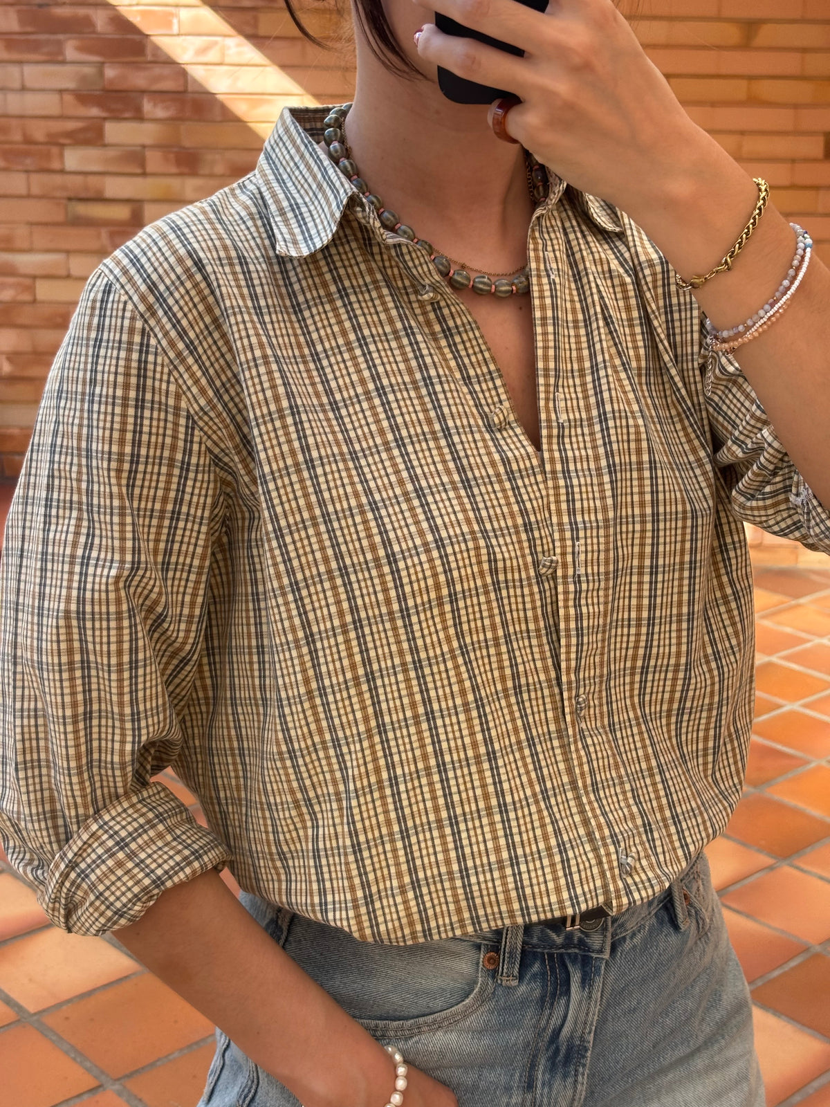 Camisa Xadrez Vintage em Algodão