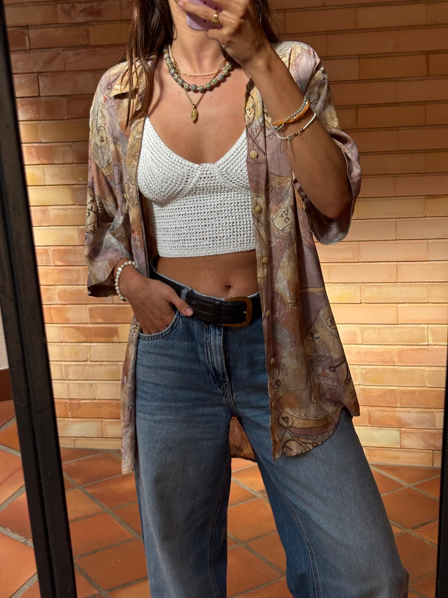 Camisa Oversized Estampada Abstrata