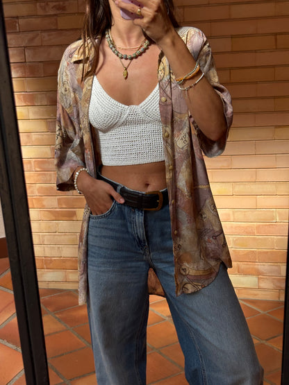 Camisa Oversized Estampada Abstrata