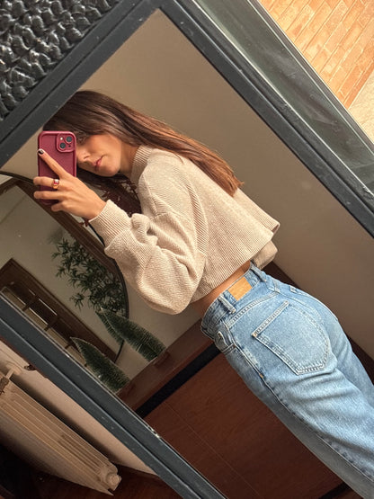 Cropped Knit Beige
