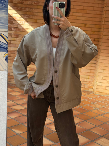 Cardigan Pierre Cardin Bege com Tricot
