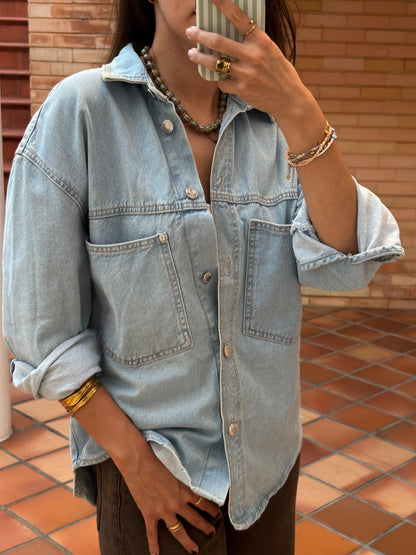 Camisa Jeans Azul Claro Oversized