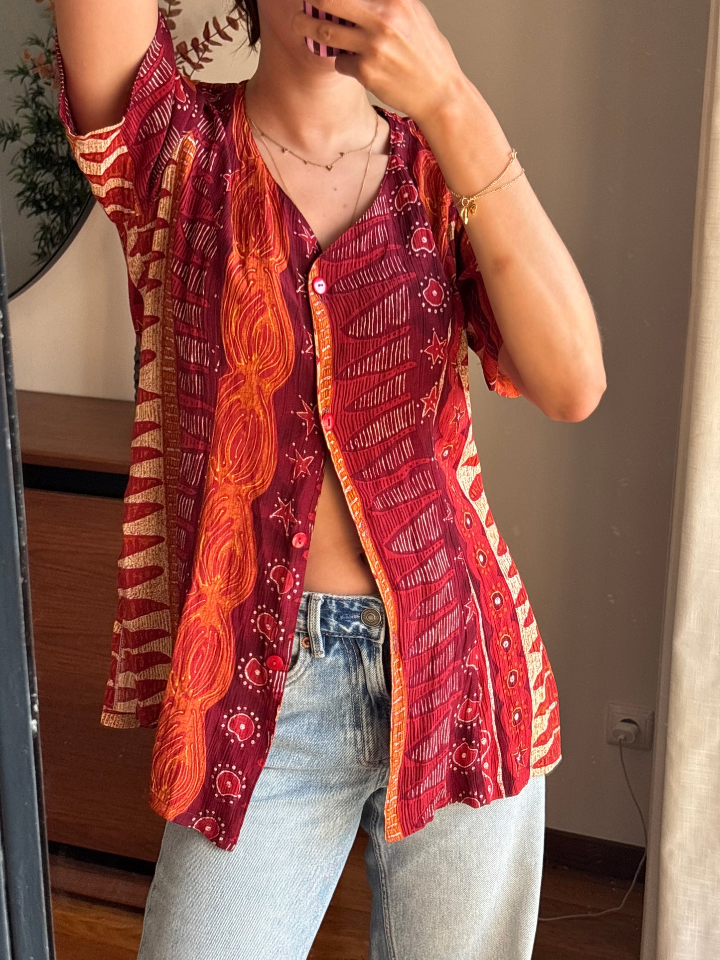 Camisa Vintage Tribal Vermelha