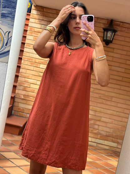 Vestido Terracota Linho