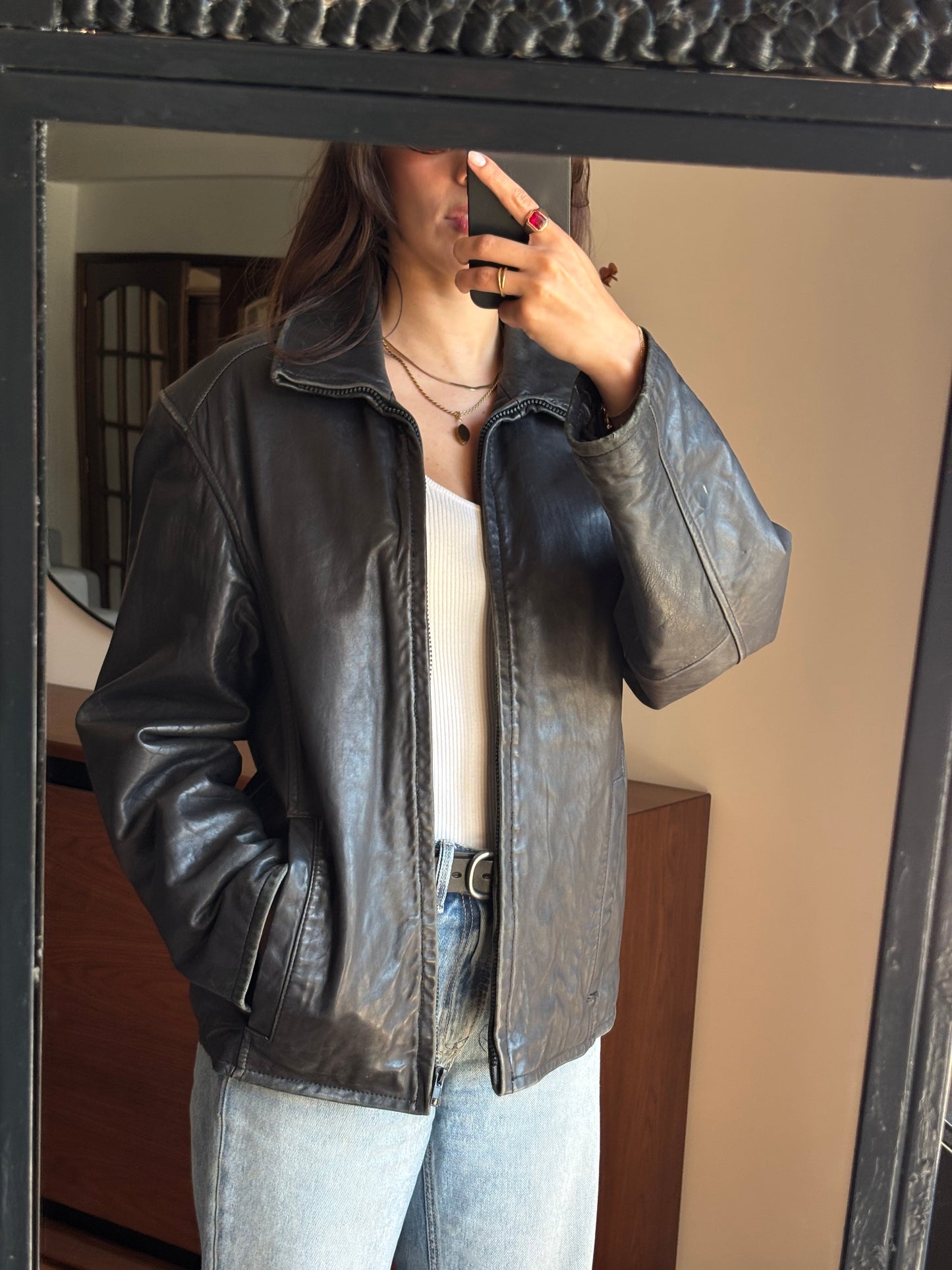 KNOLES & CARTER GENUINE ITALIAN LAMBSKIN LEATHER JACKET