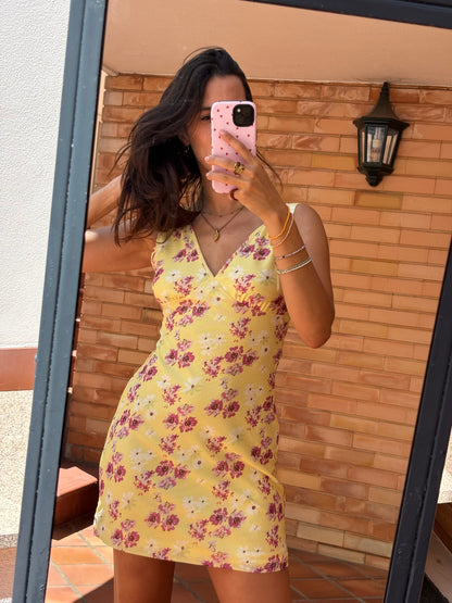 Vestido Mini Floral Amarelo