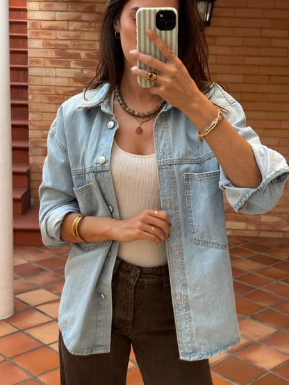 Camisa Jeans Azul Claro Oversized