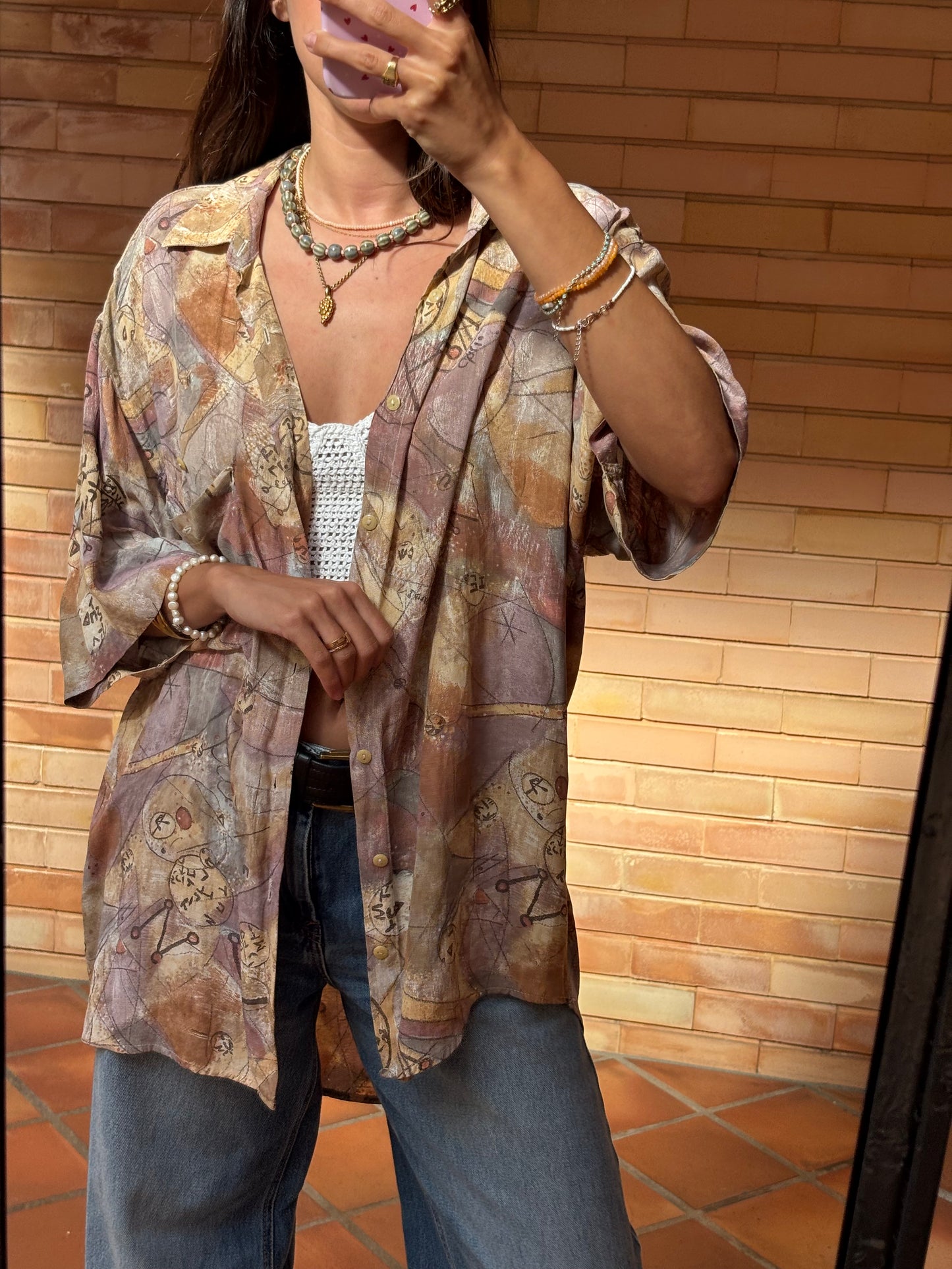 Camisa Oversized Estampada Abstrata