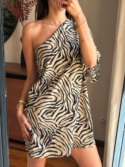 Vestido/top assimétrico zebra