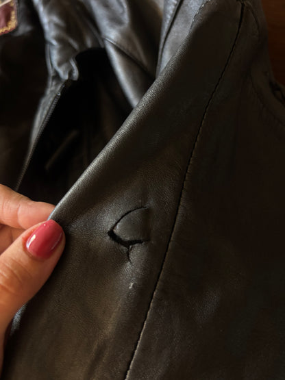 Casaco de Pele Royal Leather Preto com Fivelas
