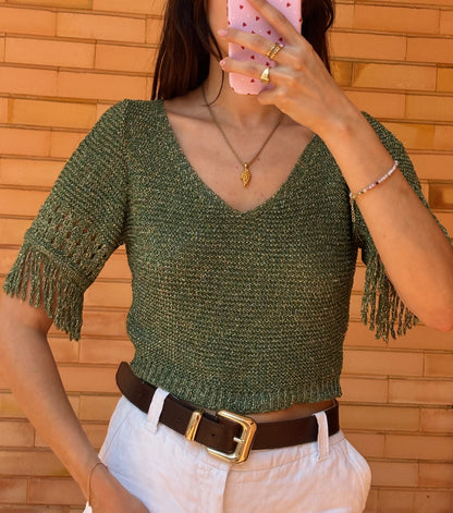 Top Tricot Metalizado Franjas