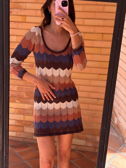 Vestido Tricot Chevron Multicolor