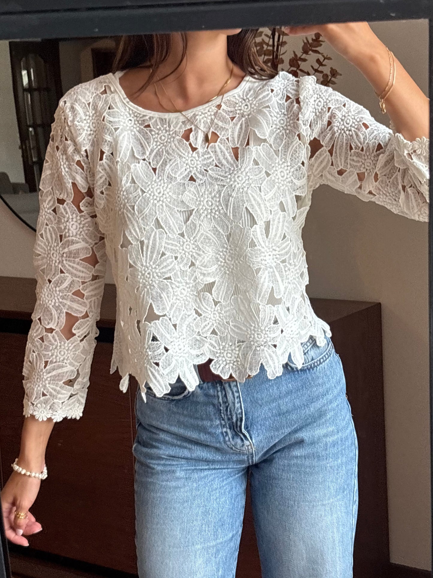 Blusa Floral Rendada