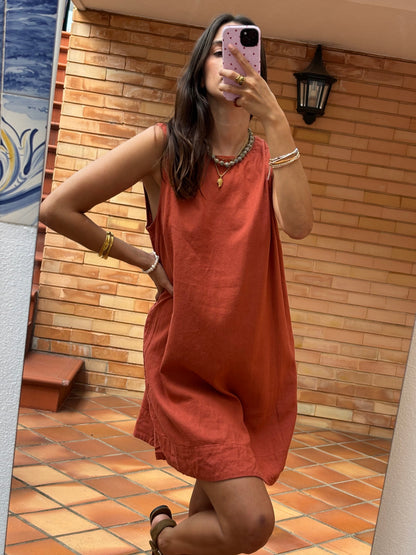 Vestido Terracota Linho