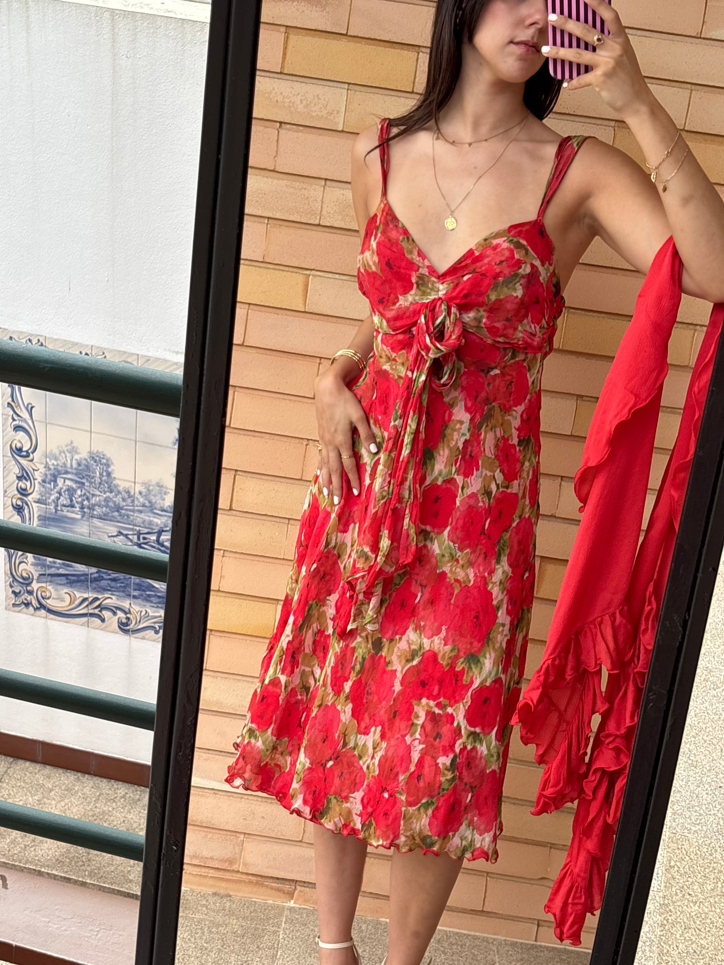 Vestido floral Etxart & Panno + echarpe