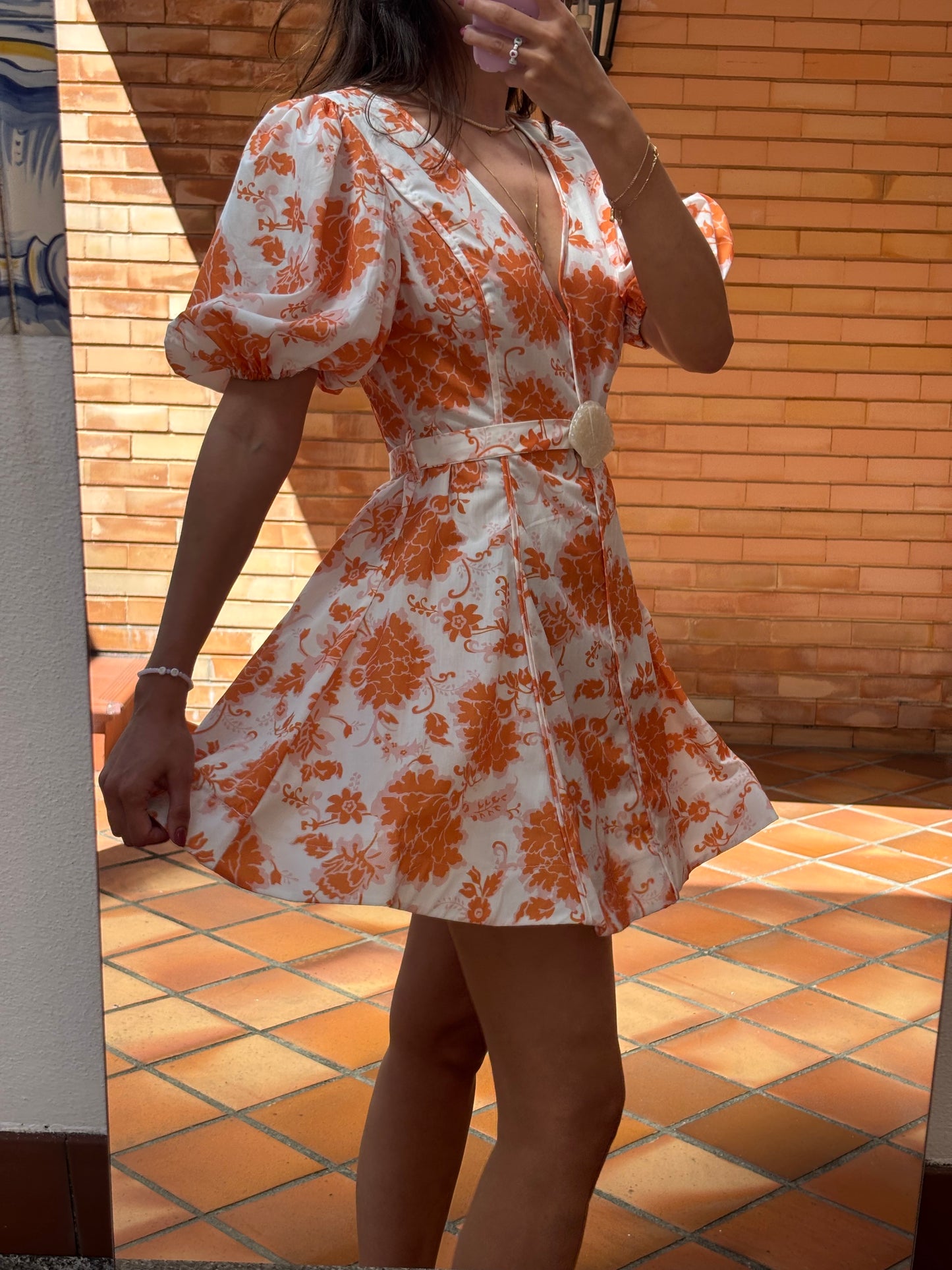 Vestido Curto Floral White Deer