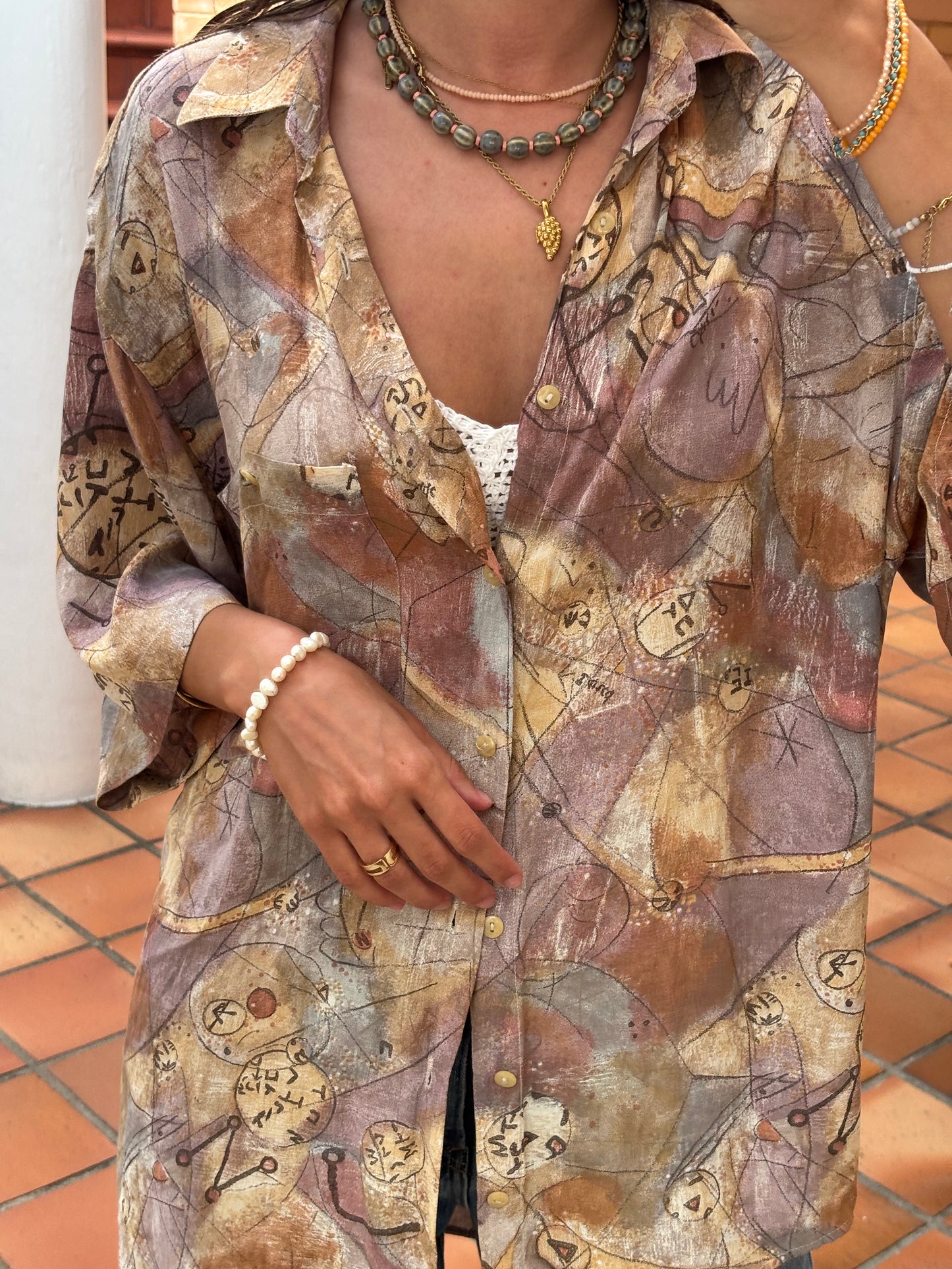 Camisa Oversized Estampada Abstrata