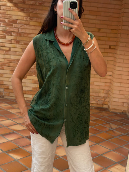Camisa Verde Bordada Vintage