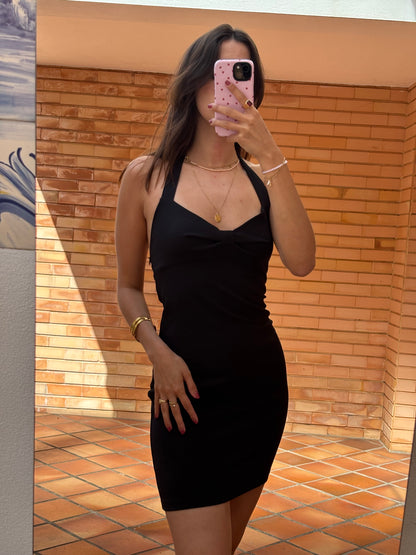 Vestido Preto Halter Com Laço