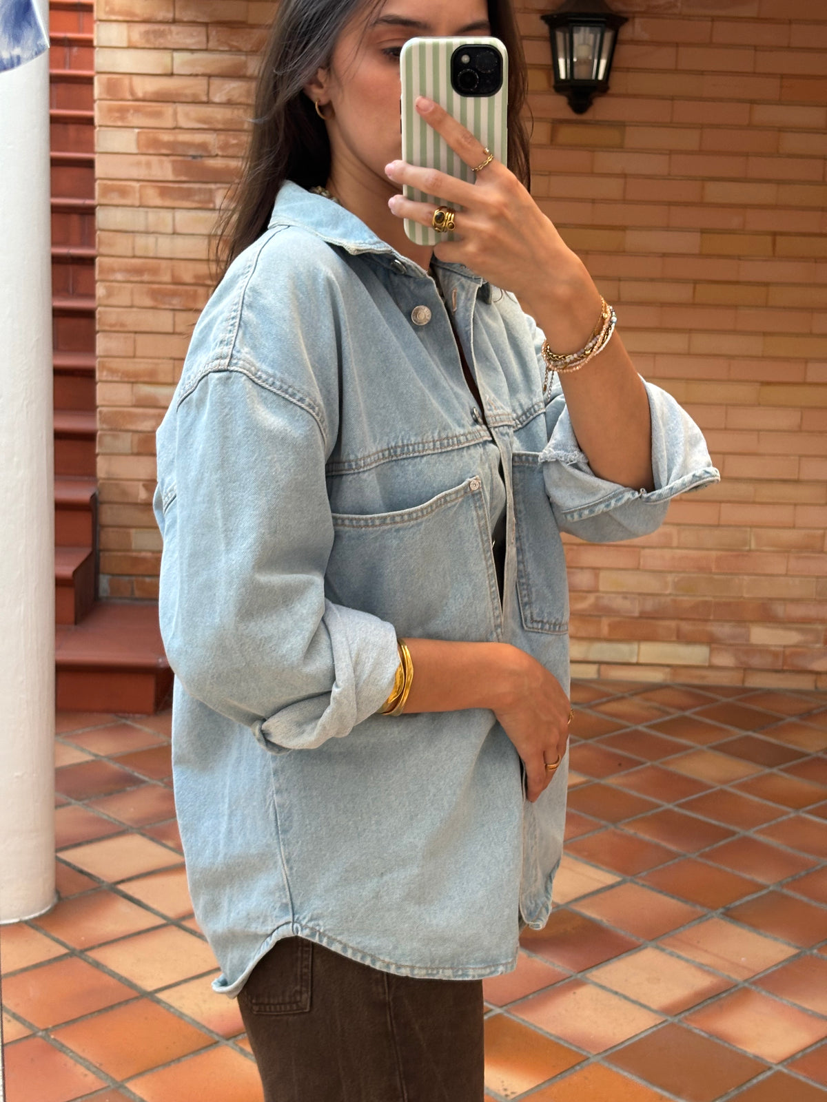 Camisa Jeans Azul Claro Oversized