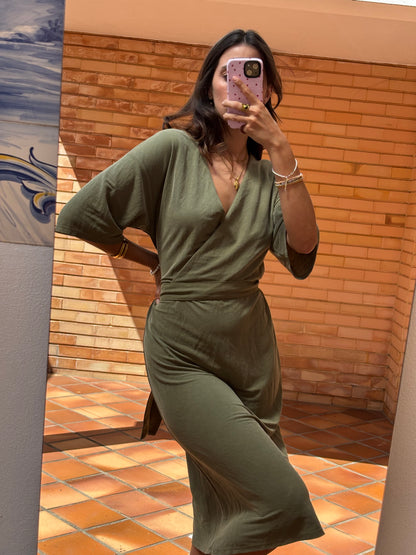 Vestido Caqui Midi Zara