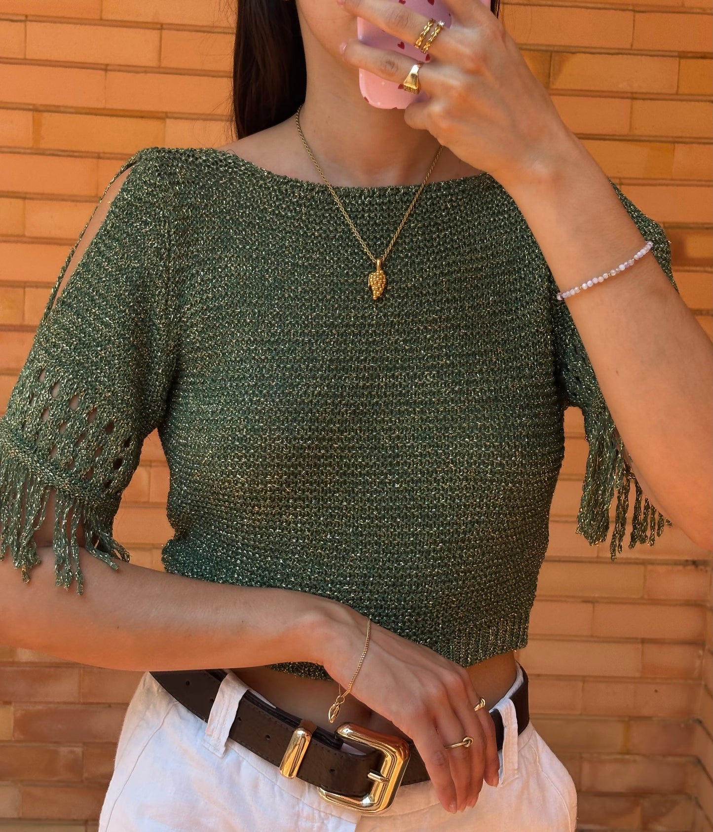 Top Tricot Metalizado Franjas