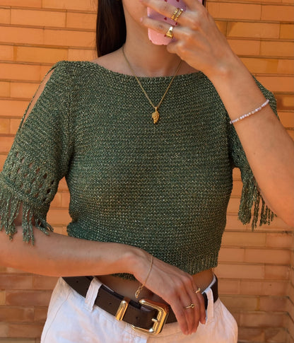 Top Tricot Metalizado Franjas