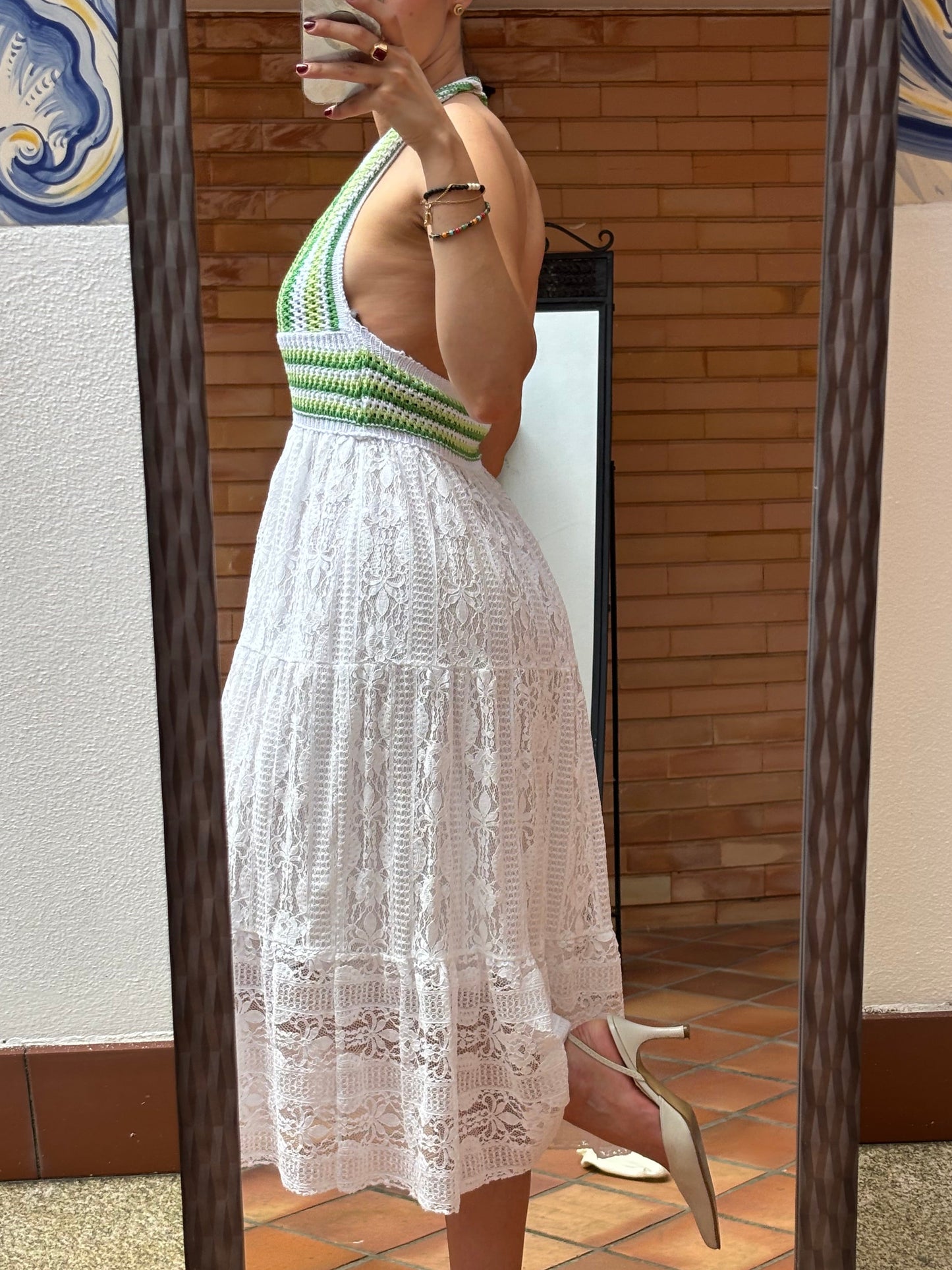Vestido Halter Crochet e Renda