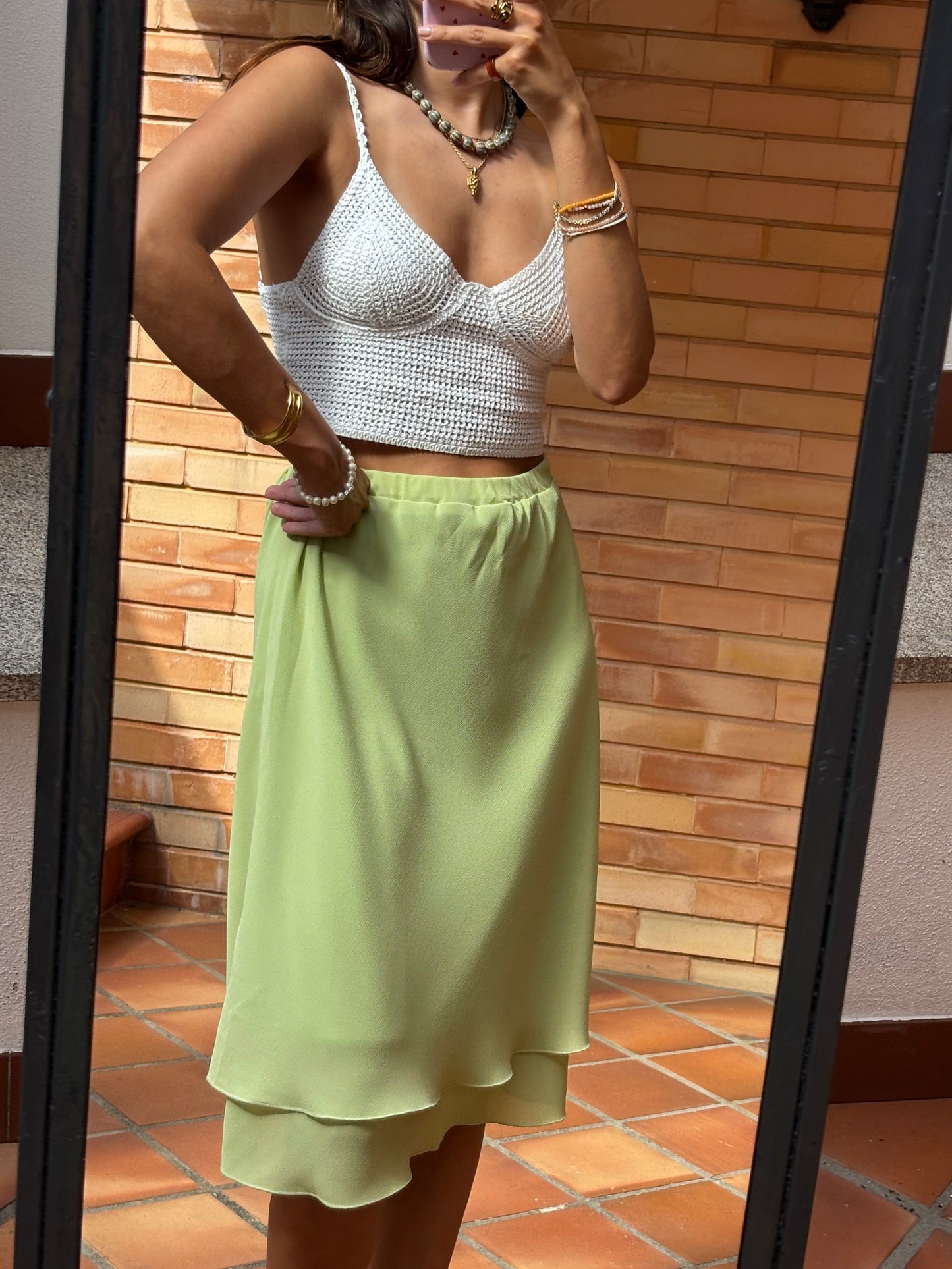 Saia Verde-Lima Acetinada