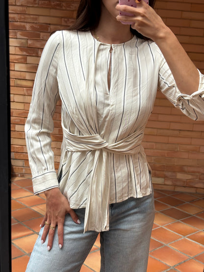 Blusa Riscas Cruzada Mango Suit