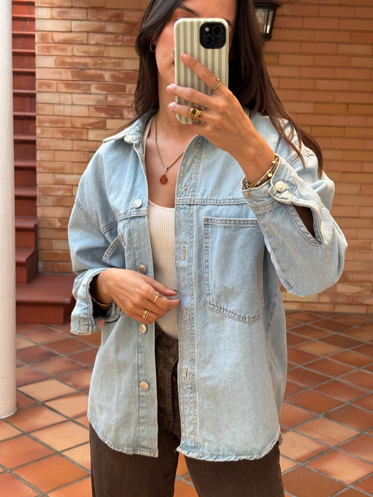 Camisa Jeans Azul Claro Oversized