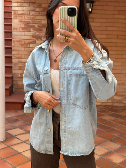 Camisa Jeans Azul Claro Oversized
