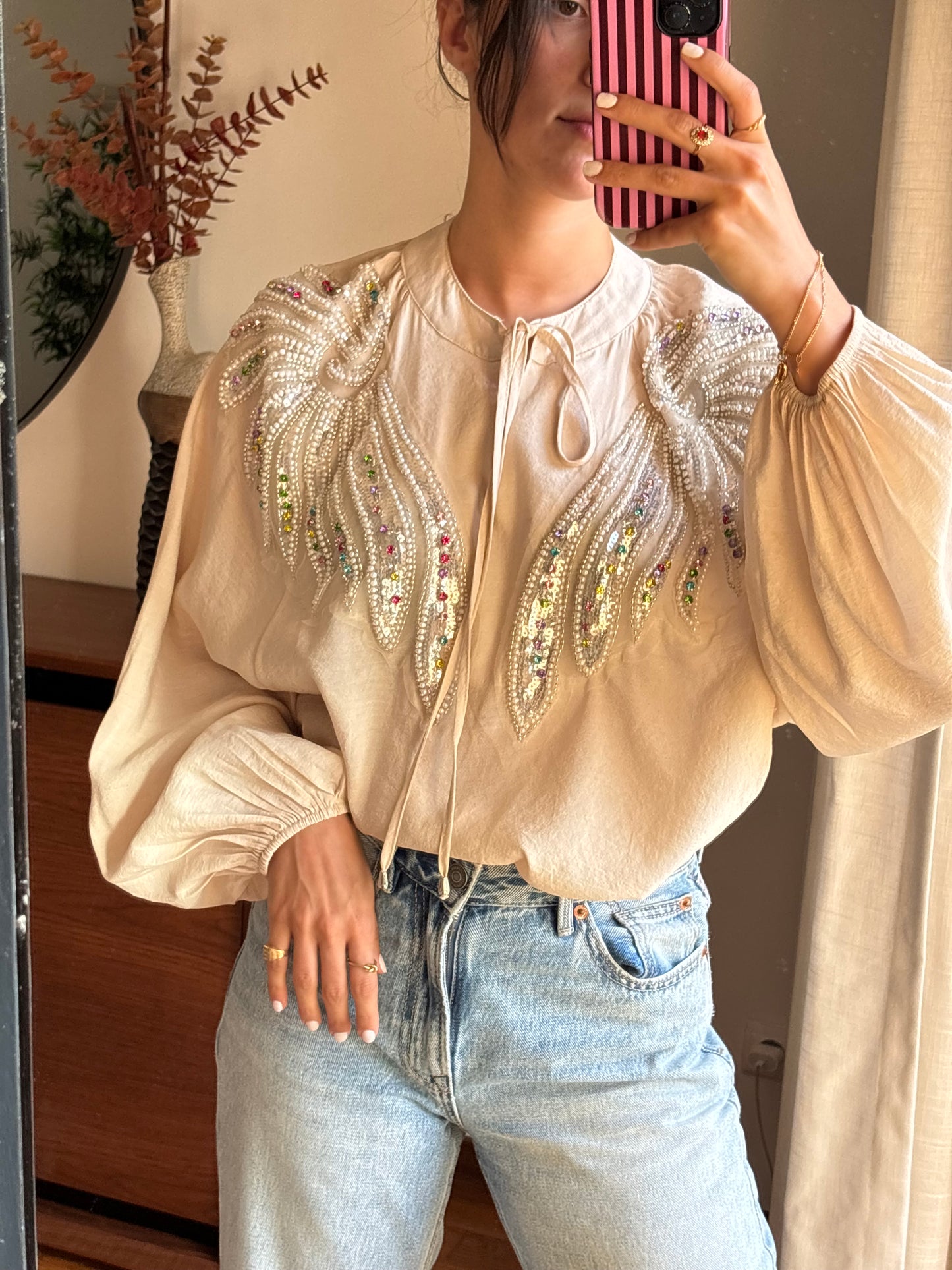 Blusa Mochy 100% Algodão com Missangas