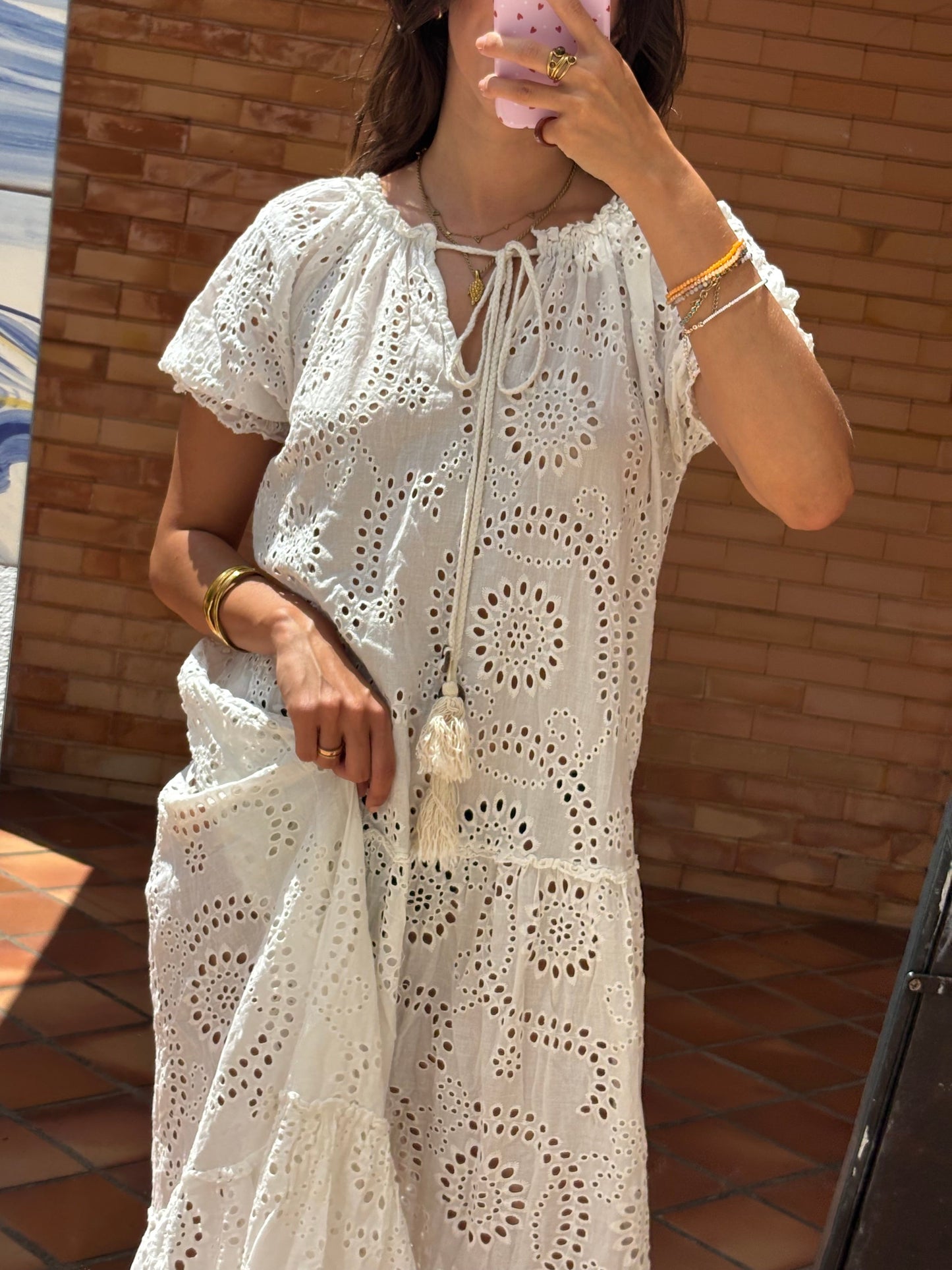 Vestido Maxi Branco Bordado