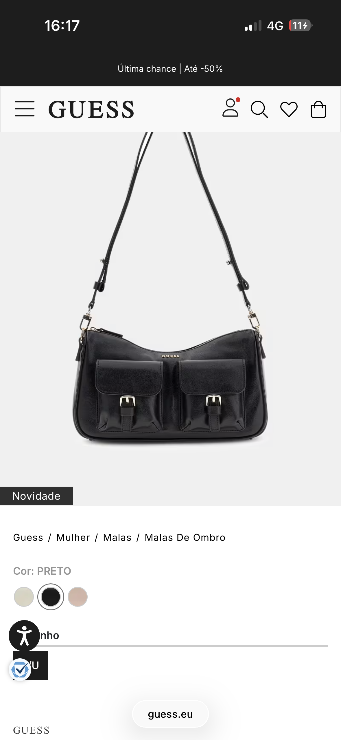 Mala Guess Pocket Preta