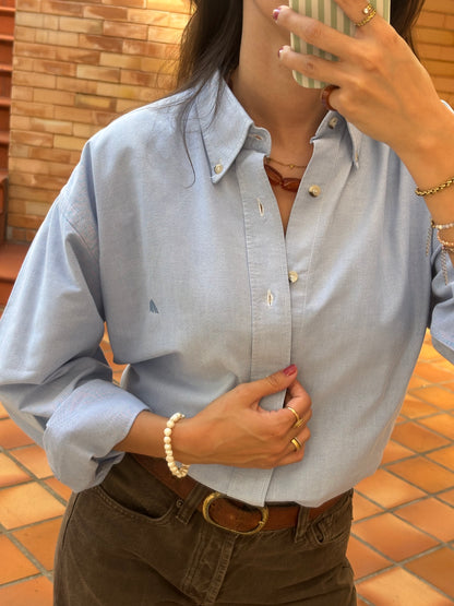 Camisa Quebramar Azul Clássica em Algodão
