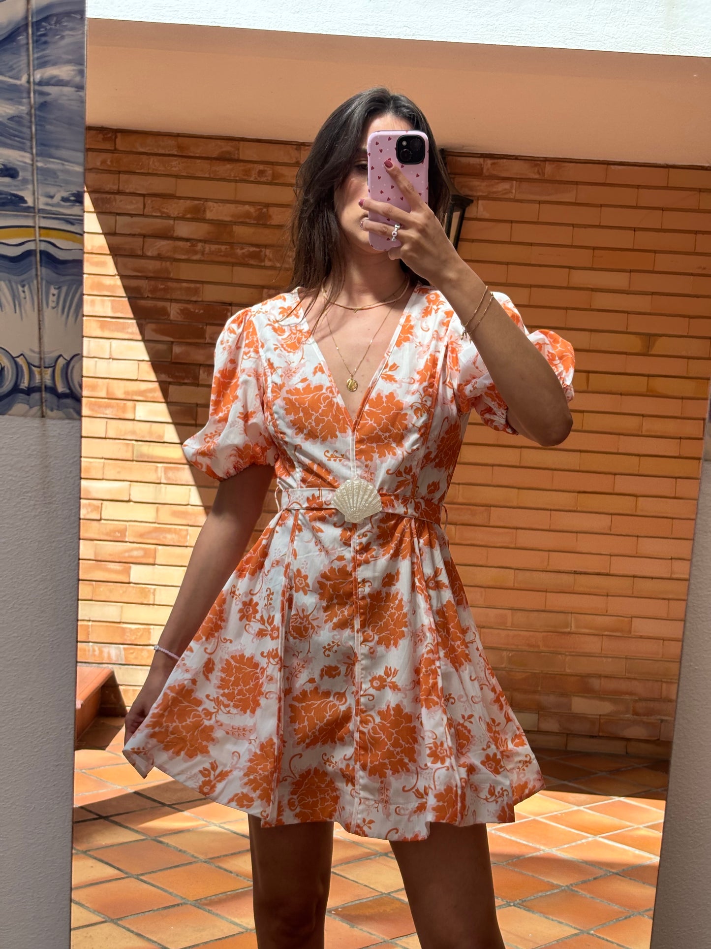 Vestido Curto Floral White Deer