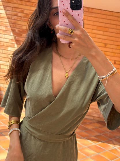 Vestido Caqui Midi Zara