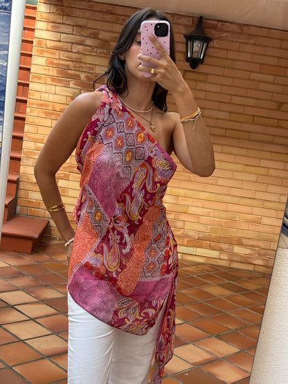Camisa Fluida Patchwork Multicolor