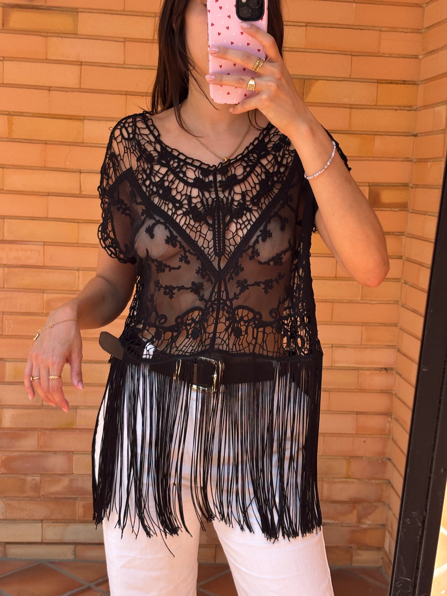 Túnica de Renda com Franjas